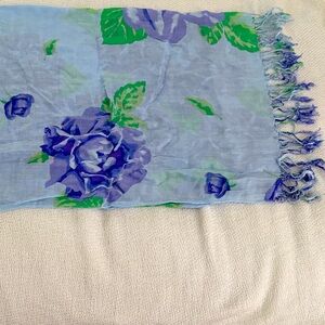 Isaac Mizrahi Blue and Green Floral Scarf